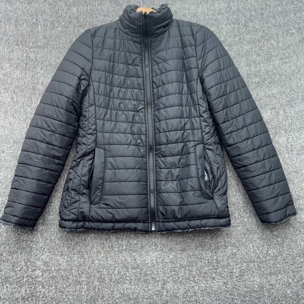 Halitech Womens Puffer Jacket Small Black Lightweight Quilted Full Zip Coat